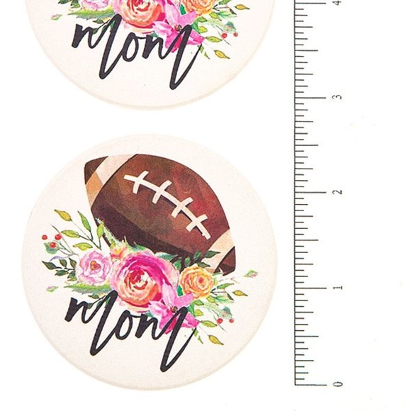 Car Coasters Football Mom Set of 2 NEW 2.5" - Picture 2 of 3